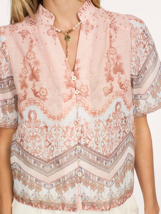 Torana Flower Border Blouse Torana, geweven blouse