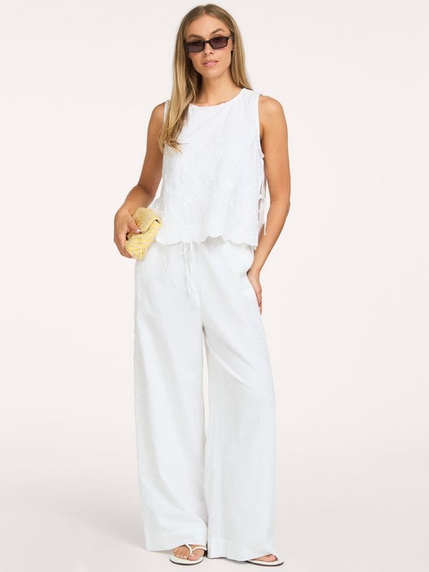 Heifa Embroidery Pants Heifa, katoenen broek met borduursel