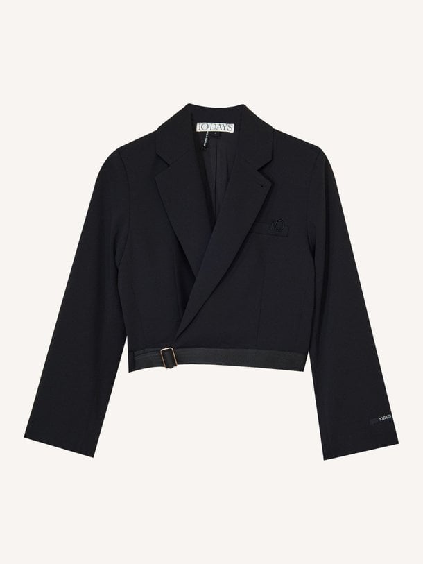 belted blazer crepe