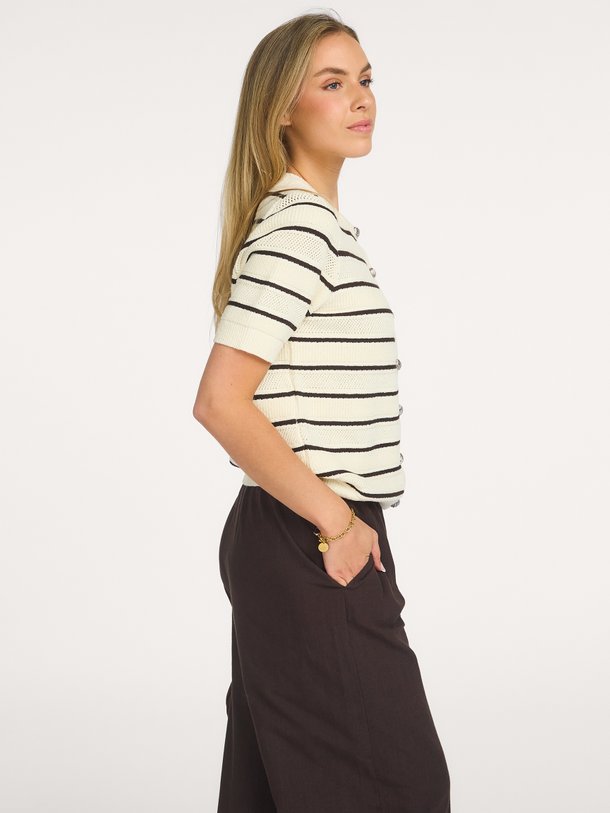 Yara stripe cardigan Yara, katoenmix gestreept vest