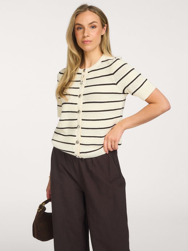 Yara stripe cardigan Yara, katoenmix gestreept vest