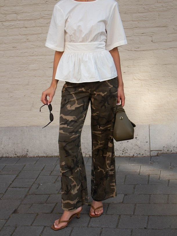 Athenemd Pants Athene, mid waist loose fit camo jeans