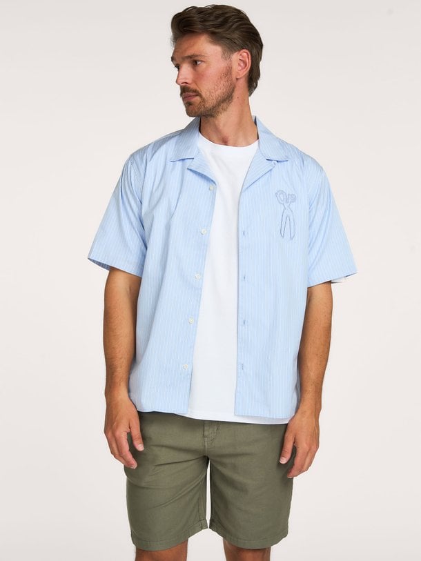 SCISSOR PATCH BOWLING SHIRT CPS Katoen gestreept overhemd met logo