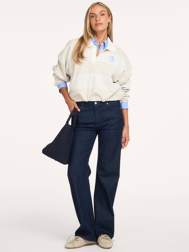 Organic cotton gestreepte polo sweater