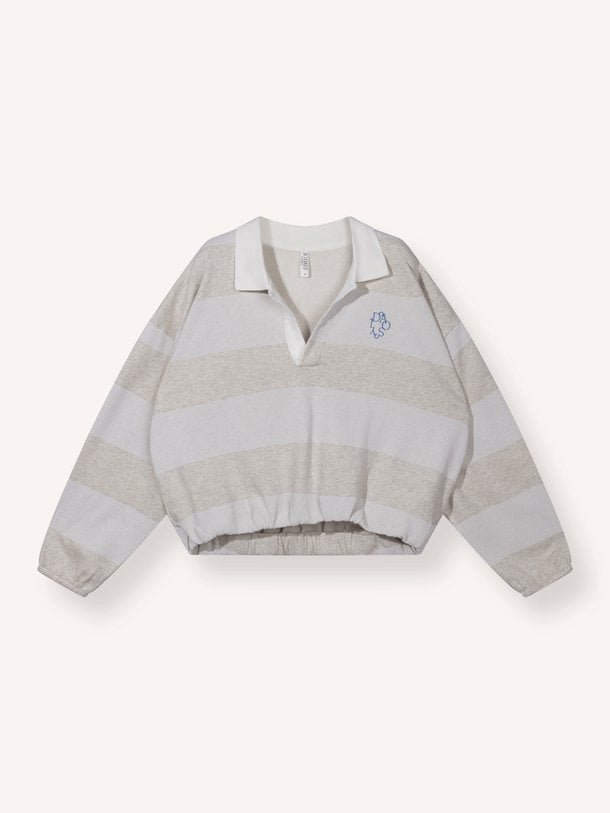 balloon sweater stripes Organic cotton gestreepte polo sweater