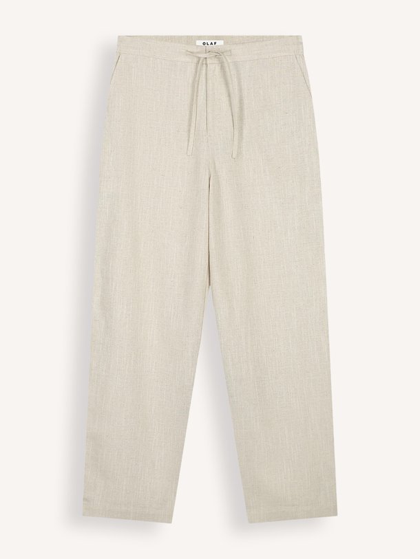 LINEN BARREL LEG PANTS Linnen/katoenmix broek
