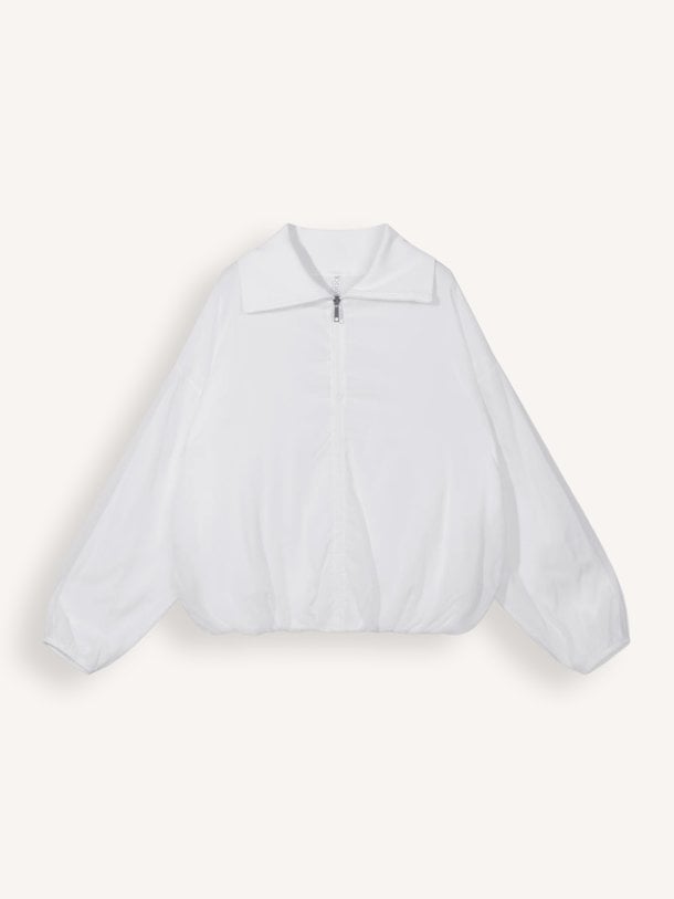 half zip balloon top Katoenen top