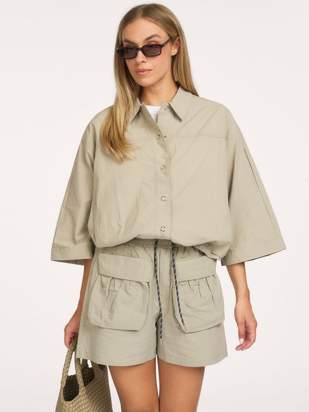 wide crinkle jacket Katoenen jasje