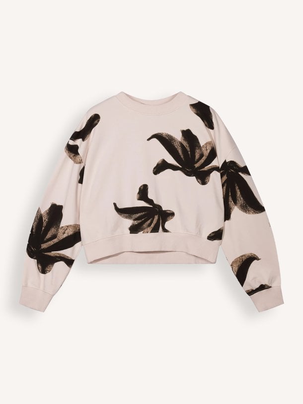 cropped sweater flower Organic cotton cropped sweater met print