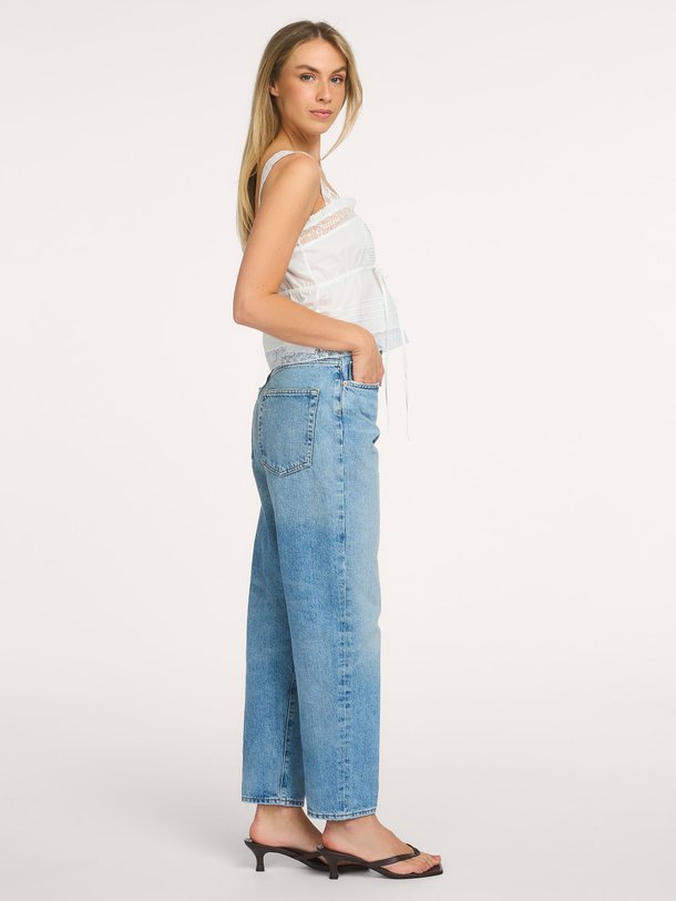 80's jean in orbital 80's, mid waist straight fit jeans