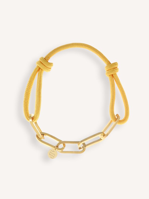 Armband met touw en gouden schakels Vergulde armband