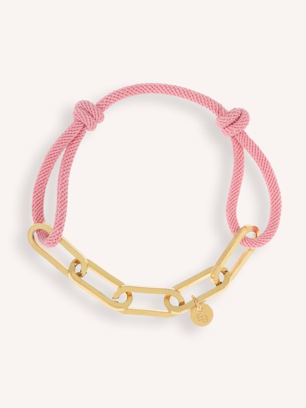 Armband met touw en gouden schakels Vergulde armband