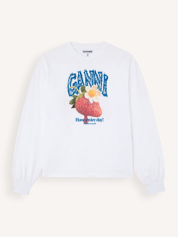 Basic Cotton Jersey Longsleeve Strawberry Organic cotton longsleeve met print