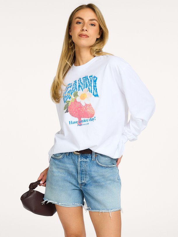 Basic Cotton Jersey Longsleeve Strawberry Organic cotton longsleeve met print