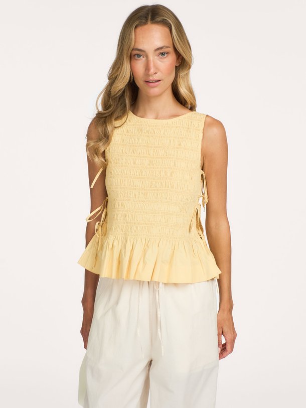 Stretch Cotton Angel Sleeve Smocked Top Organic cotton top