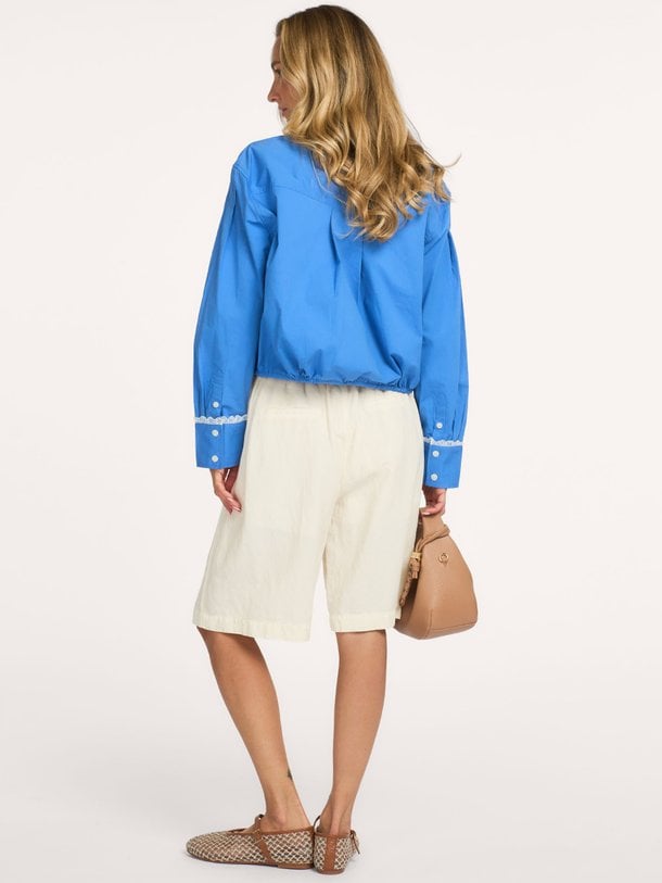 Stretch Cotton Cropped Bowling Shirt Organic cottonmix blouse