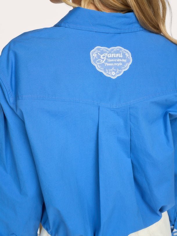 Stretch Cotton Cropped Bowling Shirt Organic cottonmix blouse