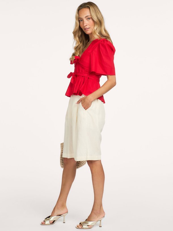 Cotton Poplin Bow Blouse Organic cotton top
