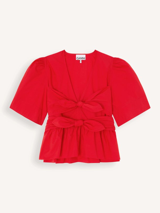 Cotton Poplin Bow Blouse Organic cotton top