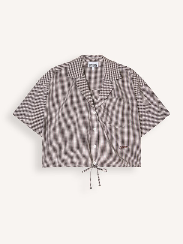 Check Cotton Cropped Bowling Shirt Organic cotton blouse