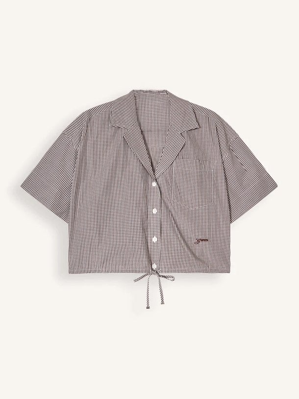 Check Cotton Cropped Bowling Shirt Organic cotton blouse