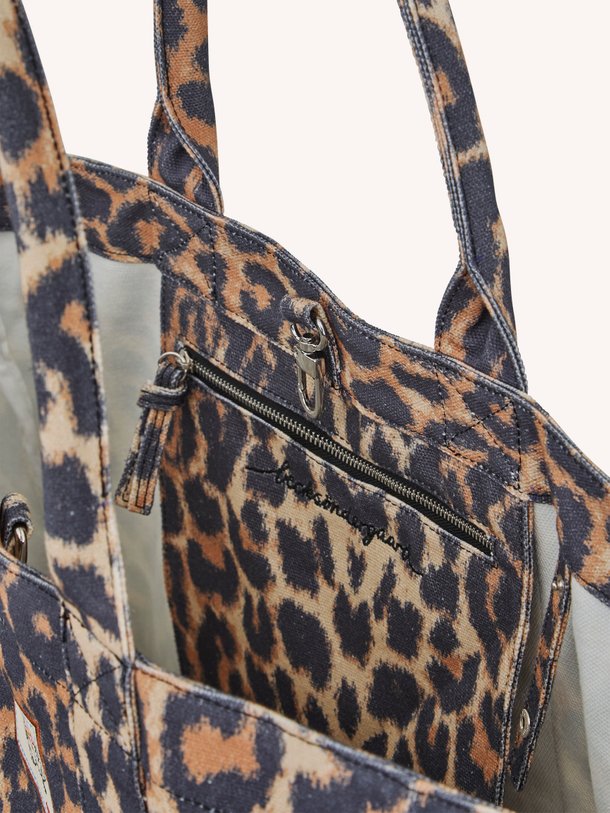 Leola Canvas Camila Bag Leola, katoenen leopard shopper