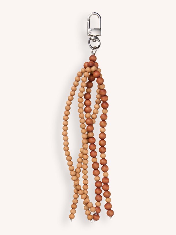 Beaded Wood Tassel Charm Bag charm