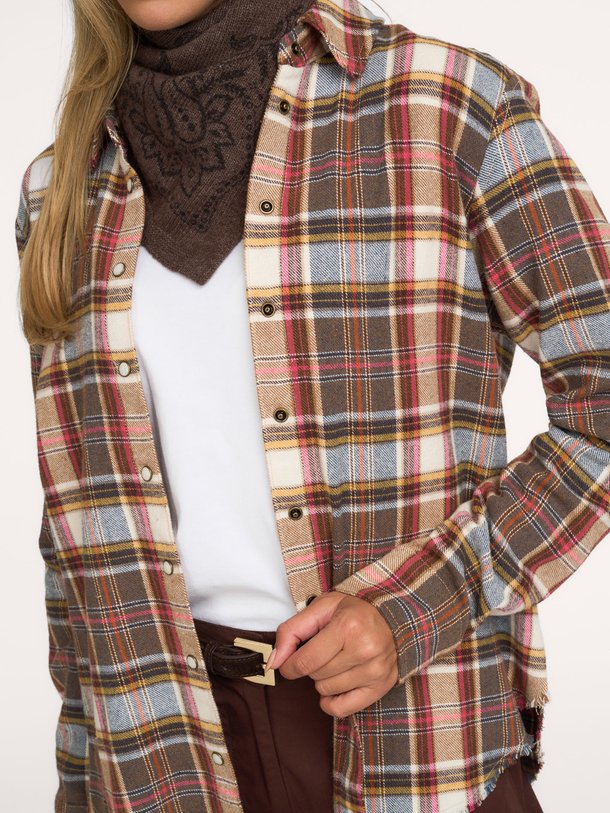 Beau Shirt Beau, katoenmix geruite blouse