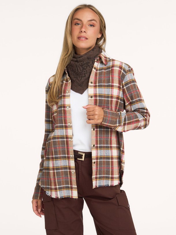 Beau Shirt Beau, katoenmix geruite blouse