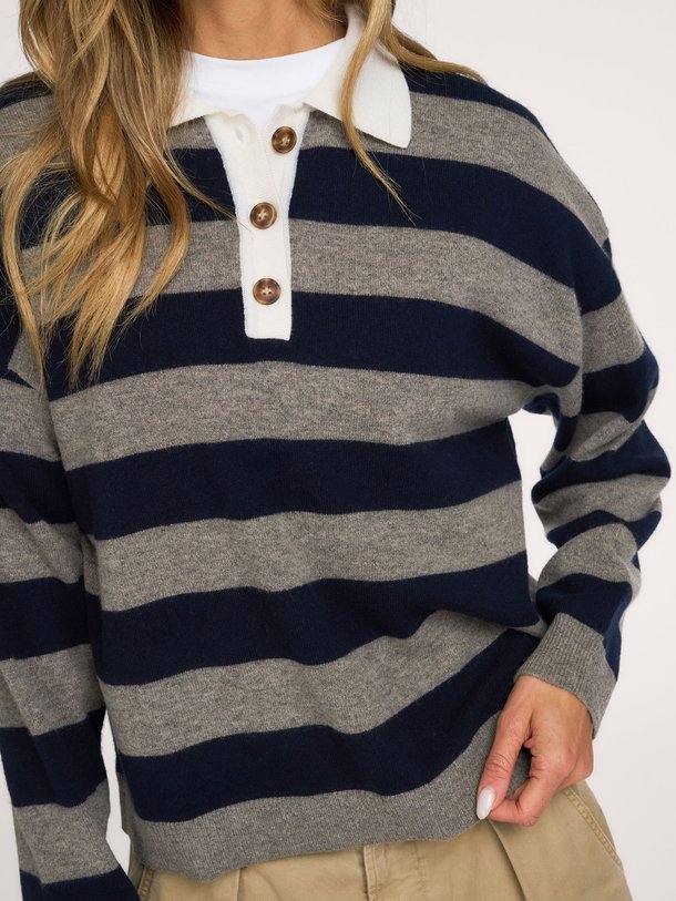 Braxton Sweater Braxton, wol/cashmeremix polo trui
