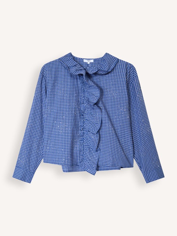 Lyes, katoenmix geruite blouse met strass