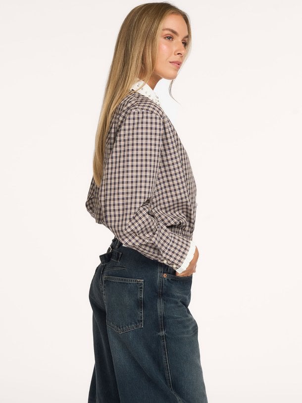 Blouse Lars Lars, katoenen geruite blouse