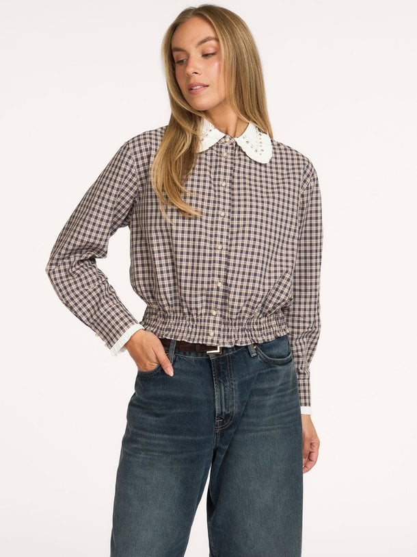 Blouse Lars Lars, katoenen geruite blouse