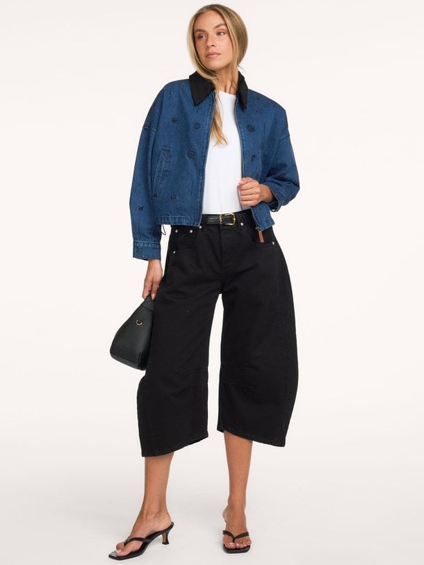 Devon, denim jack met steentjes