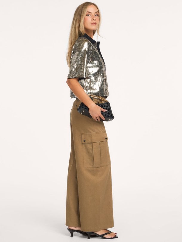 Light, geweven pailletten top