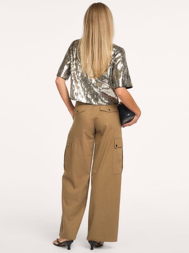 Light, geweven pailletten top