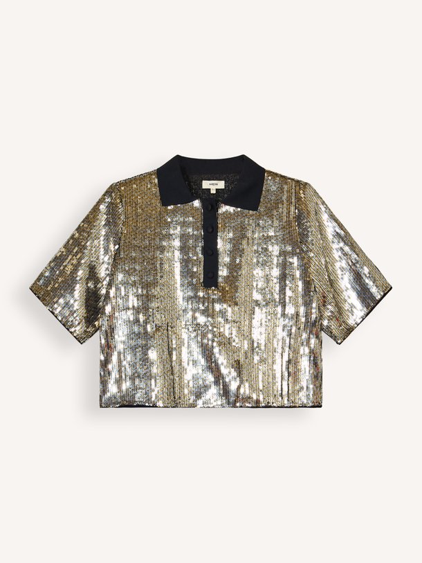 Light, geweven pailletten top