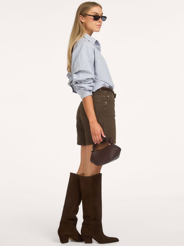 High waist denim short