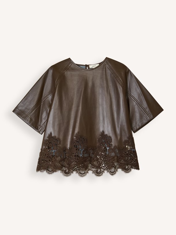 London, leatherlook top met kant
