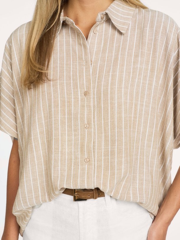 01-201224-606 Viscose/linnenmix gestreepte blouse