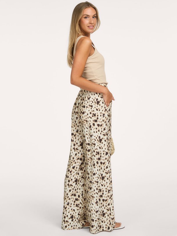 ladies woven animal wide leg pants Viscosemix broek met print