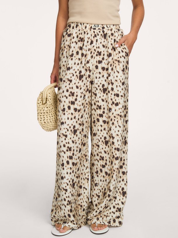 ladies woven animal wide leg pants Viscosemix broek met print