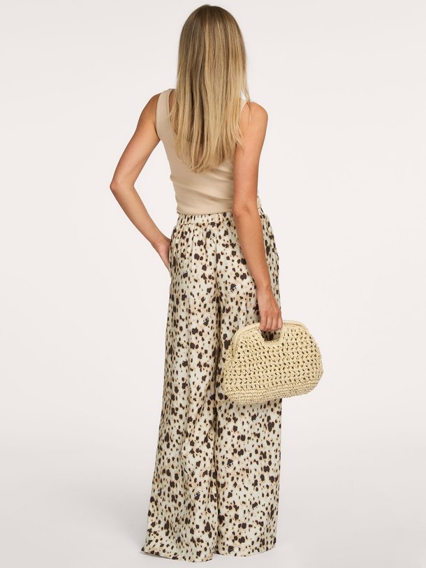 ladies woven animal wide leg pants Viscosemix broek met print