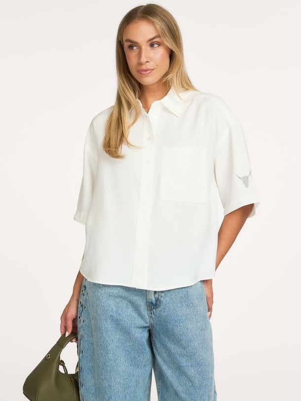 Modalmix blouse met logo