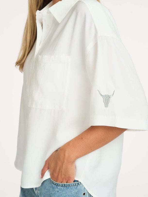Modalmix blouse met logo