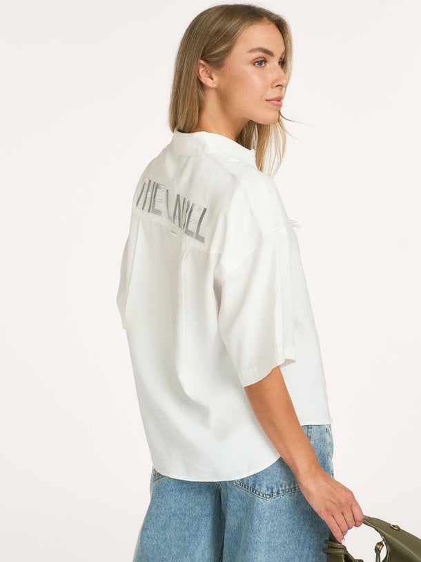 Modalmix blouse met logo
