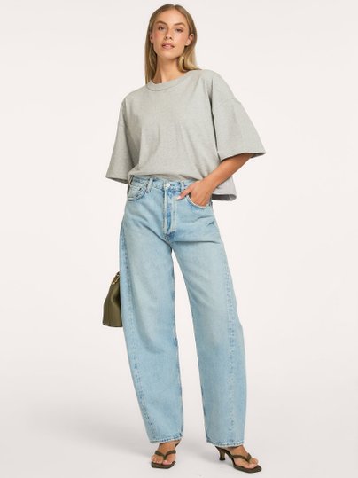 luna pieced jean Luna, high waist barrel fit jeans