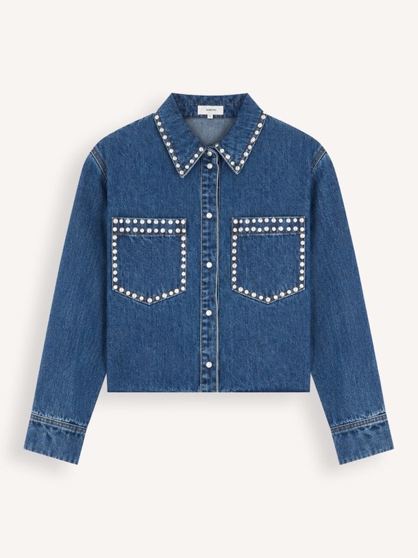 Link, denim blouse met strass