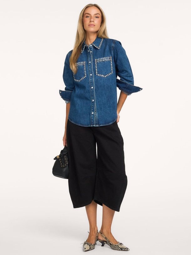 Link, denim blouse met strass