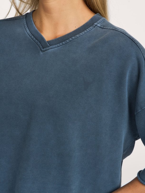 ladies knitted cut seam sweat t-shirt Katoenen sweat top